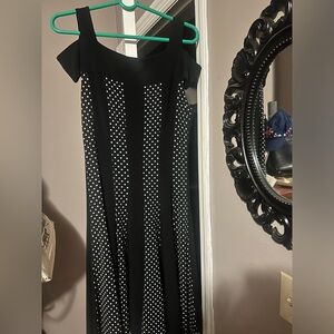 Joseph Ribkoff Black and White Polka Dot Midi Dress